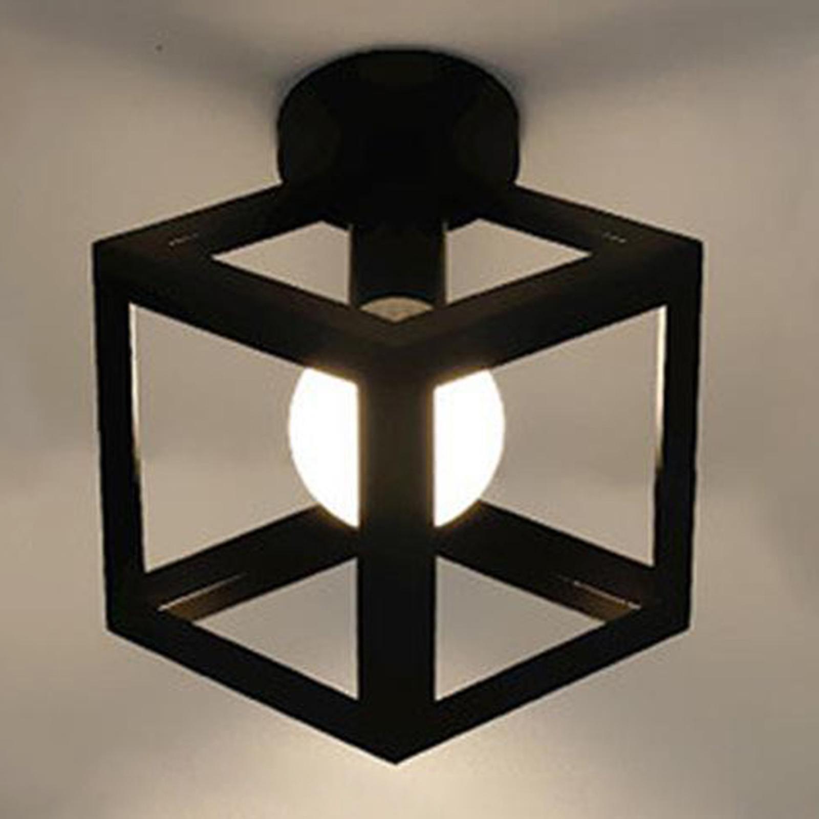 Semi Flush Mount Ceiling Light E27Base Industrial Metal Square White Light