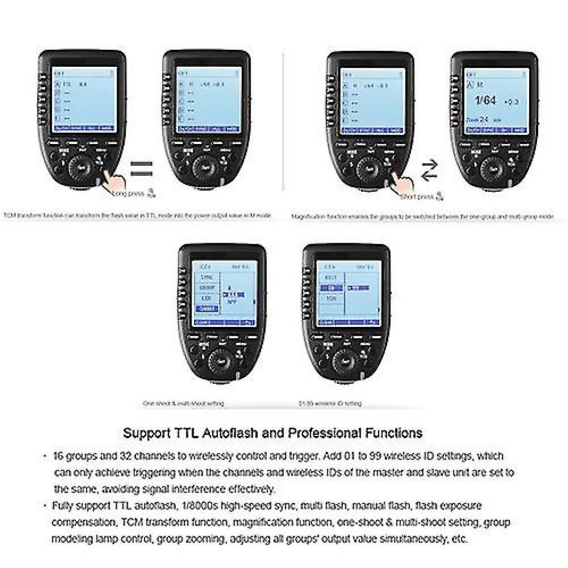 2.4g 1/8000s Hss Wireless Ttl Auto Flash Trigger With Large Lcd For Olympus/panasonic