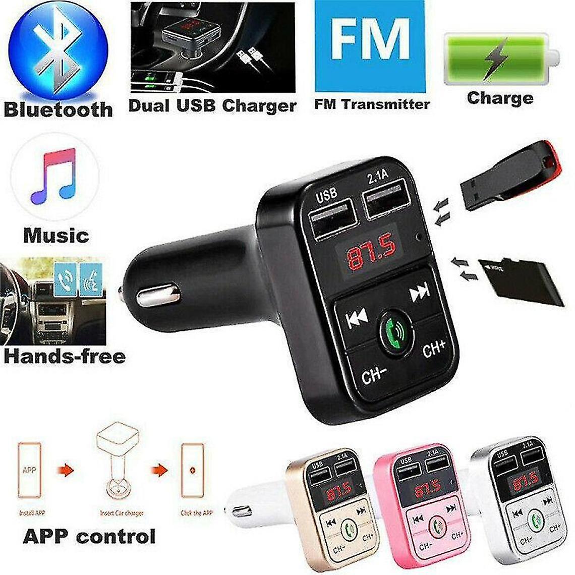 Black Wireless Bluetooth Car 2 Usb Charger Fm Transmitter Mp3 Player