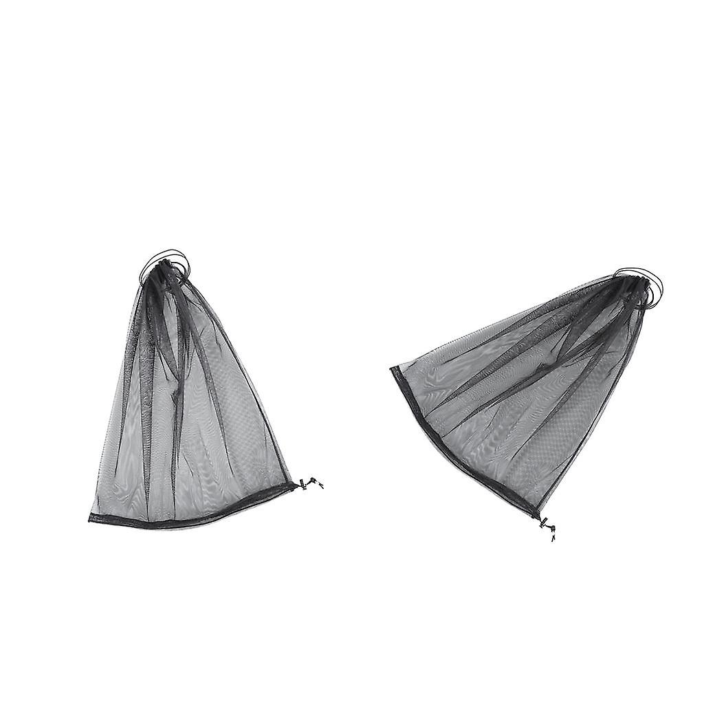 2pcs Black Double End Open   Insect Bug Head Hat Net Mesh for Camping