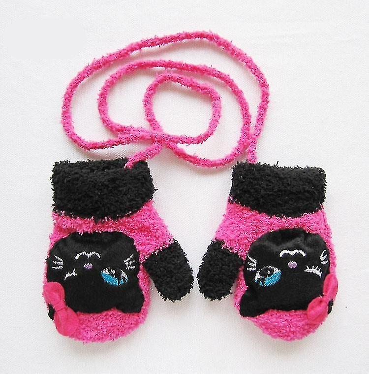 כפפות לפעוטות תינוק כפפות חתול קריקטורה חמודה לעבות פליז חם כפפות חורף כפפות רכות