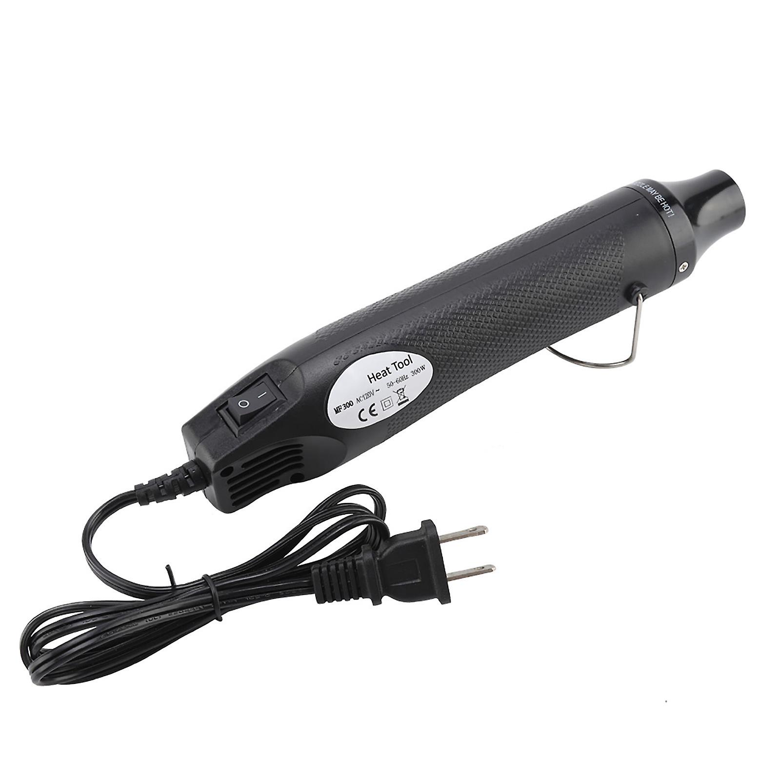 300W Heat Gun Shrink Wrapping Hot Air Tool Adjustable Temperature Electric Nozzle Tool Black Durable Lightweight Compact Design For 110V US Plu