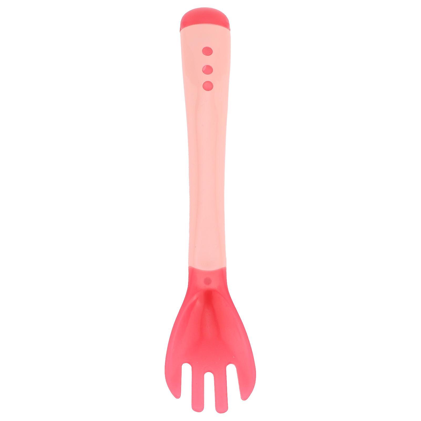 Temperature Sensing Spoons Forks Soft Baby Feeding Spoon GumFriendly Training Fork(Fork )