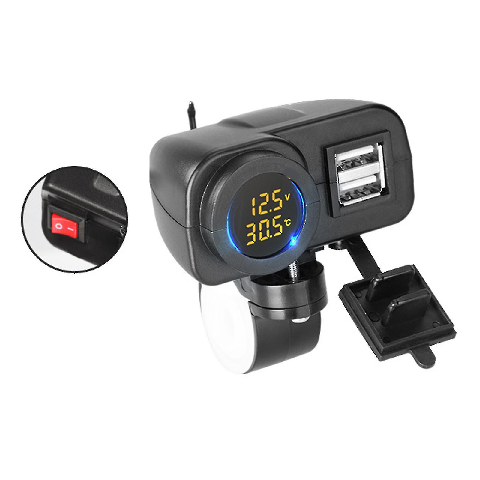 18w Auto Dubbele Usb-Lader Qc3.0 met Voltmeterthermometer voor Atv-Boot Mariene Rv-HYJ