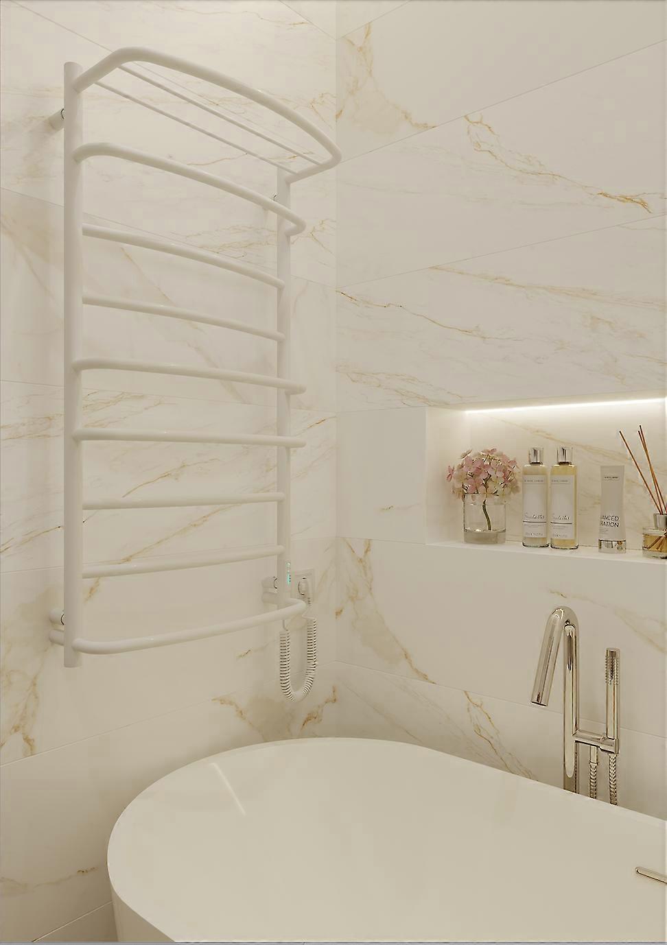 Electric towel rail cascade with shelf 9 white