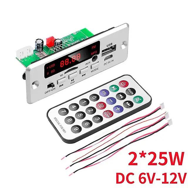 50W Amplifier Bluetooth 5.0 MP3 Decoder Board 12V Wireless Music Player Audio Modul USB TF AUX FM Radio for Speaker Handsfree Bluetooth Transmitters