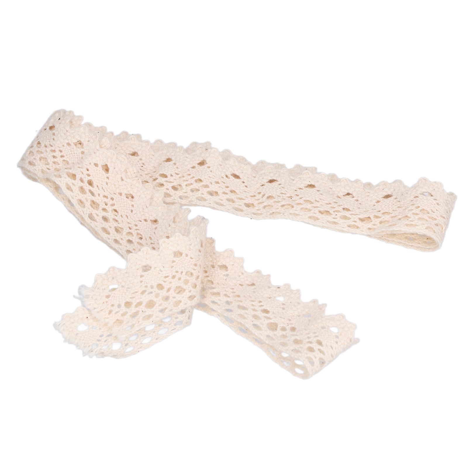 DIY Cotton Lace Ribbon, Width 2.5cm, 18m, Exquisite Lace Trim for Curtains, Clothing, Tablecloths, Gifts, Decoration, Beige