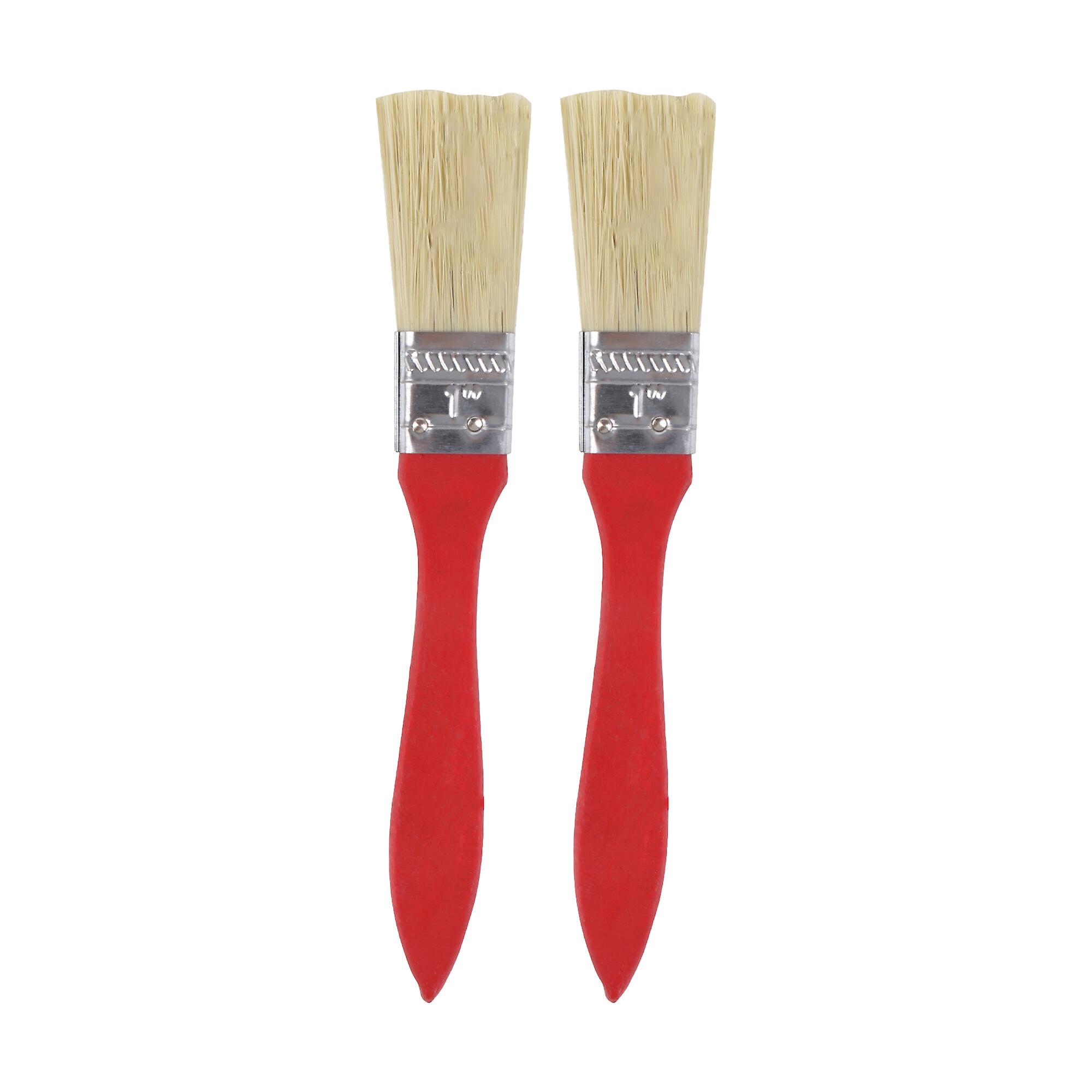 2 Pcs Paint Brushes with Mahogany Handle for DIY Home Decorations 1 Inch