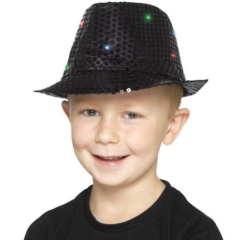Light Up Sequin Trilby Hat Adult Black 47067