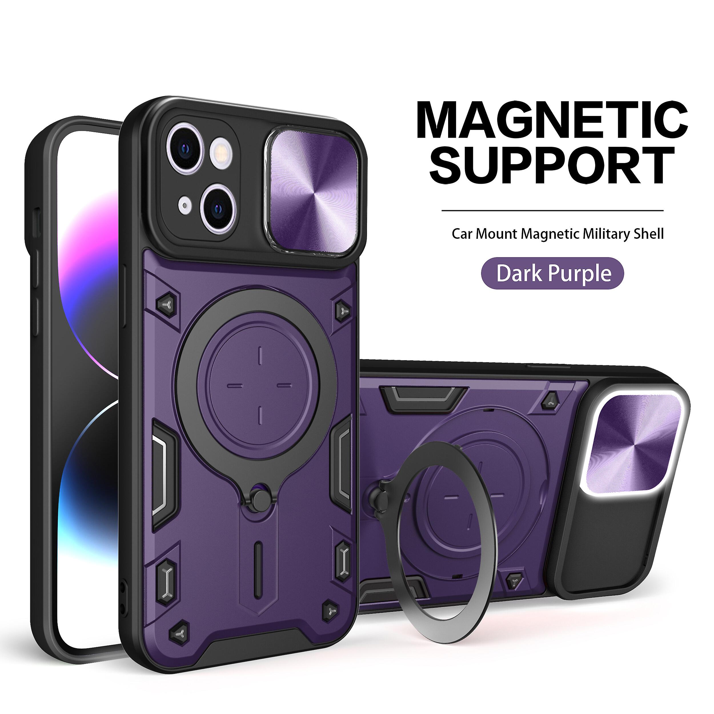 Magnetic Phone case For iPhone 14 Plus, Slide Camera Lens Protection and Built in 360 Rotatable Ring Holder