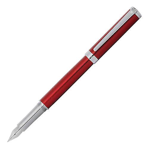 Intensity Contemporary Elegant Engraved Red Fountain Pen with Chrome Trim