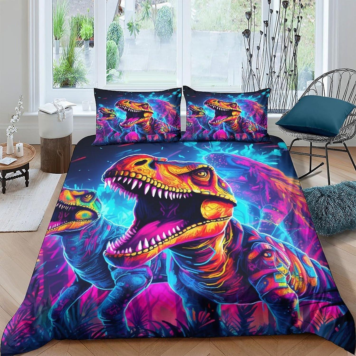 VCLUST Dinosaur World Duvet Cover Microfiber Bedding Set, 3D Print Duvet Reptile Quilt Cover, With Zipper Closure, Soft for Men Woman Kids Comforter C