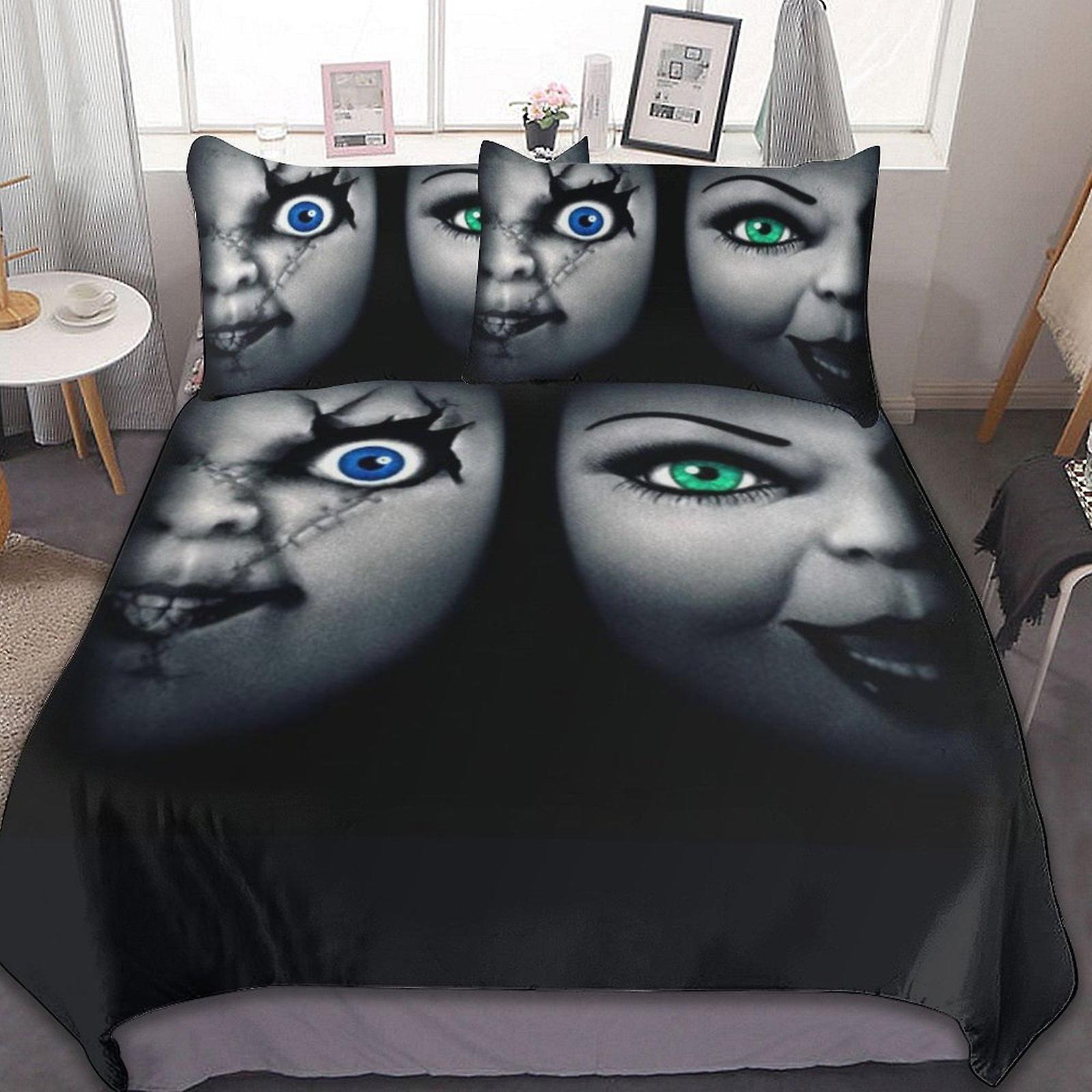 Bride of Chucky 3 Pcs Bed Sheets Set Breathable Duvet Cover with 2 Pillow Sham Soft All Seasons Bedding Set