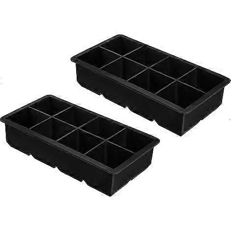 Set of 2 XXL ice cube trays for making 8 huge ice cubes of 5 x 5 cm each, BPA-free silicone ice cube trays