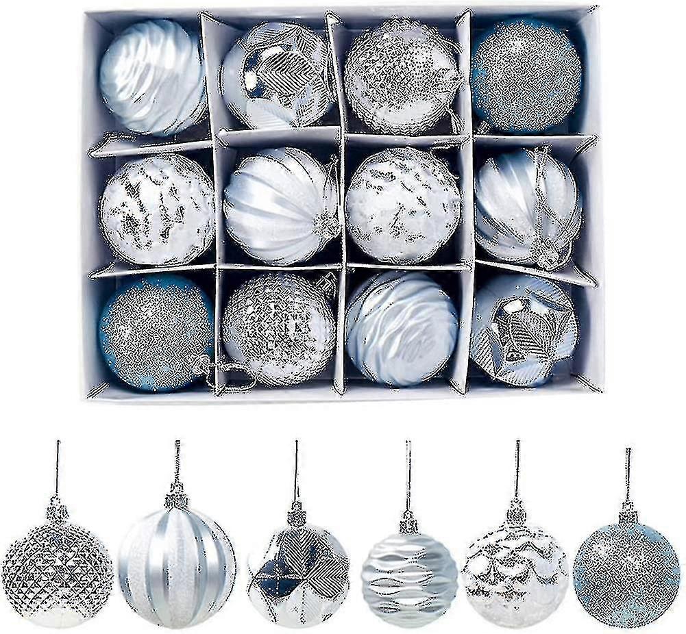 12 Pcs Glitter Christmas Tree Balls Pack