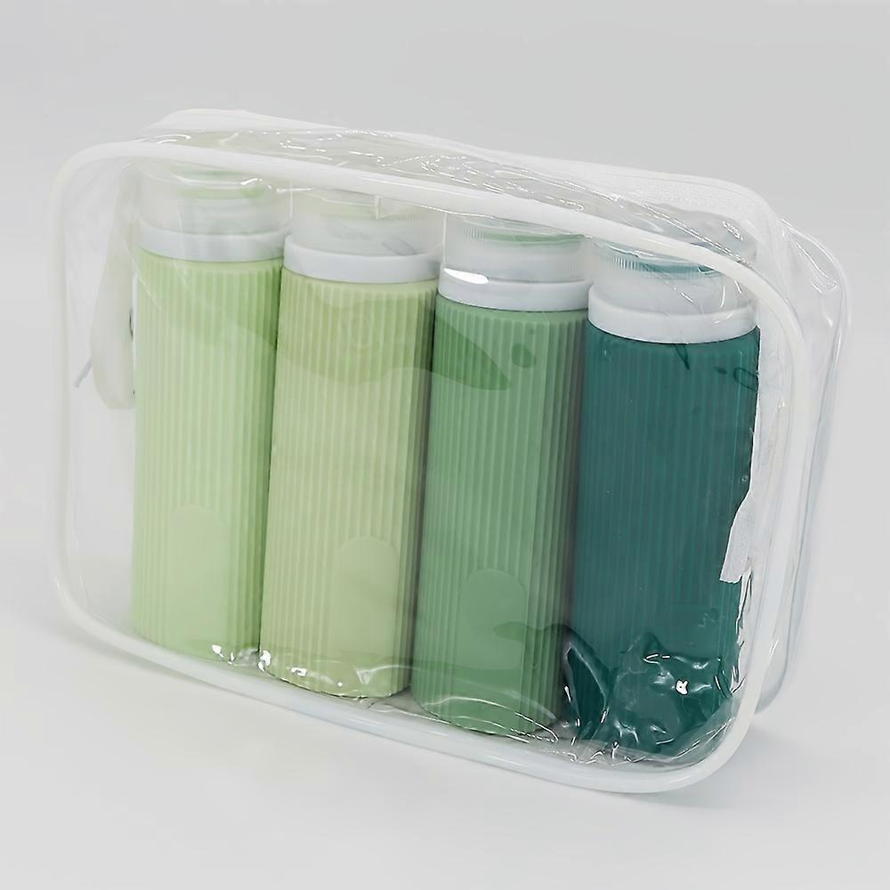 4-Pack TSA-Approved Travel Bottles Set - 3oz Leak-Proof Squeezable Silicone Containers, BPA-Free, Perfect for Air Travel with Stylish Clear Toiletry B