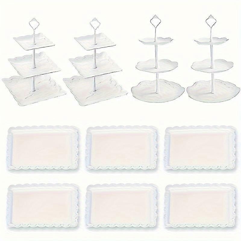5/10 Stück Kuchenständer Weißer Kunststoff Desserttisch Ständer Set, 3 Etagen Cupcake Display Ständer, Cookie Tray Rack Serviertablett, Kuchen Display Tower und Desser