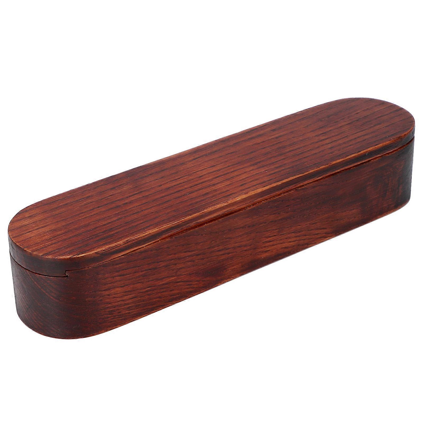 Portable Reusable Wooden Chopstick Spoon Forks Storage Box Case Organizer Kitchen Accessory21x5.2x4cm Brown Color Chopstick Box