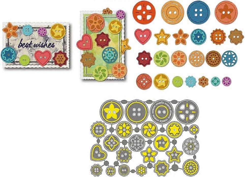 Button Carbon Steel Cutting Dies Stencils Button Combination Carbon Steel Embossing Template for Scrapbooking Making Metal Stencils Scrapbooking Tool 