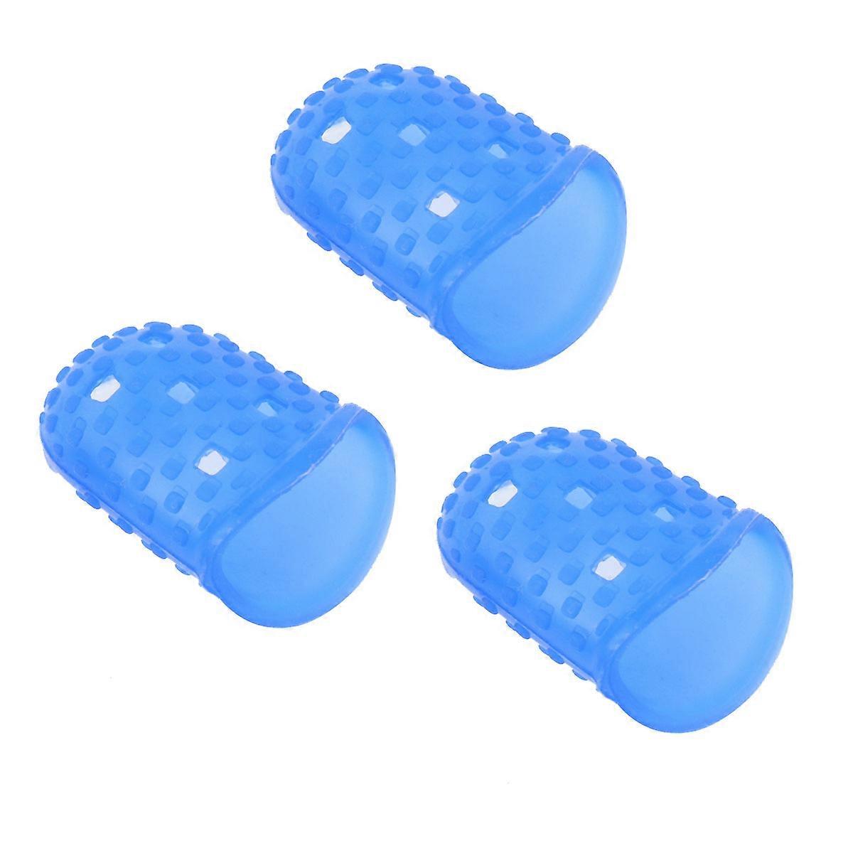 3 Pcs Finger Tips Protection Non-slip Anti-scalding Fingertip Grips Finger Tip Protector for Counting Collating and Sorting or Guitar Players Dark Blu