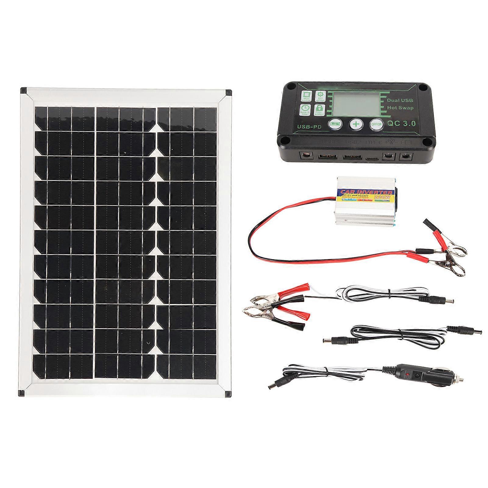 100W Solar Panel Kit 220W Inverter MPPT Controller Dual USB Output Solar Charge Panel for Car