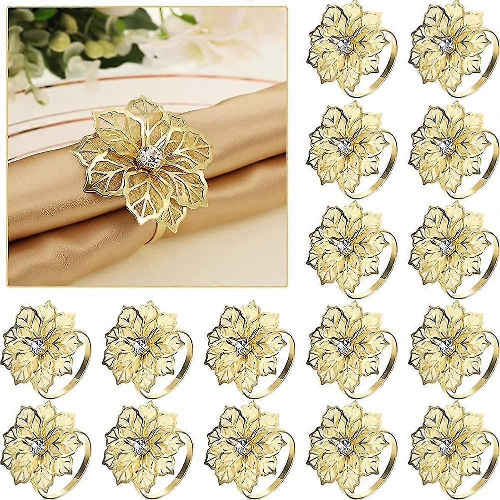 خواتم منديل،24 حزمة منديل حلقات سبيكة جوفاء خارج حامل منديل حلقة زهرة