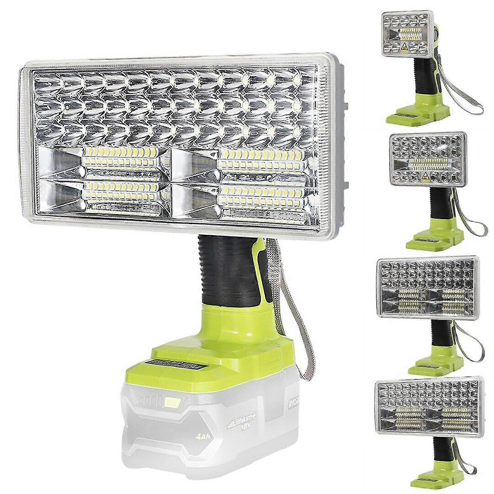 Cordless led work light flashlight spotlight for ryobi 18v battery green 3/5/8/9 inch 9w 18w 30w 40w 6000-6500k