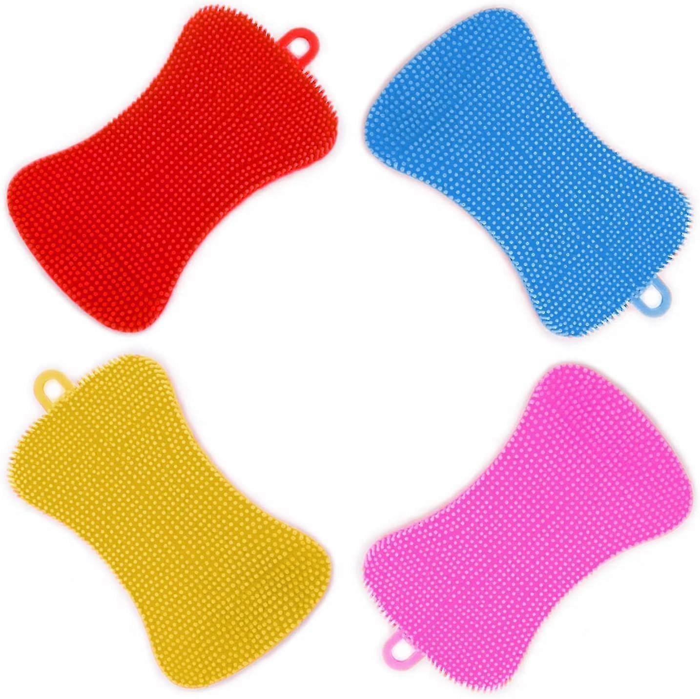 4-pack silikonsvamp kökssvamp, multifunktionell köksrengöring, disksvampar, svampar för disk, köksprylar, rengöringsborste.