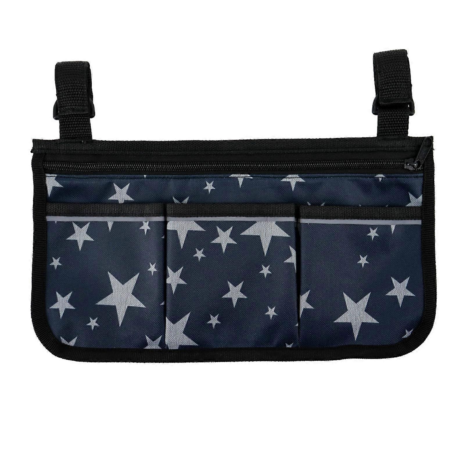 Wheelchair Bag with Pockets Reflective Strips Armrest Side Bag for Electric Wheelchair Mobility Scooter Walking Frame Storage Pouch