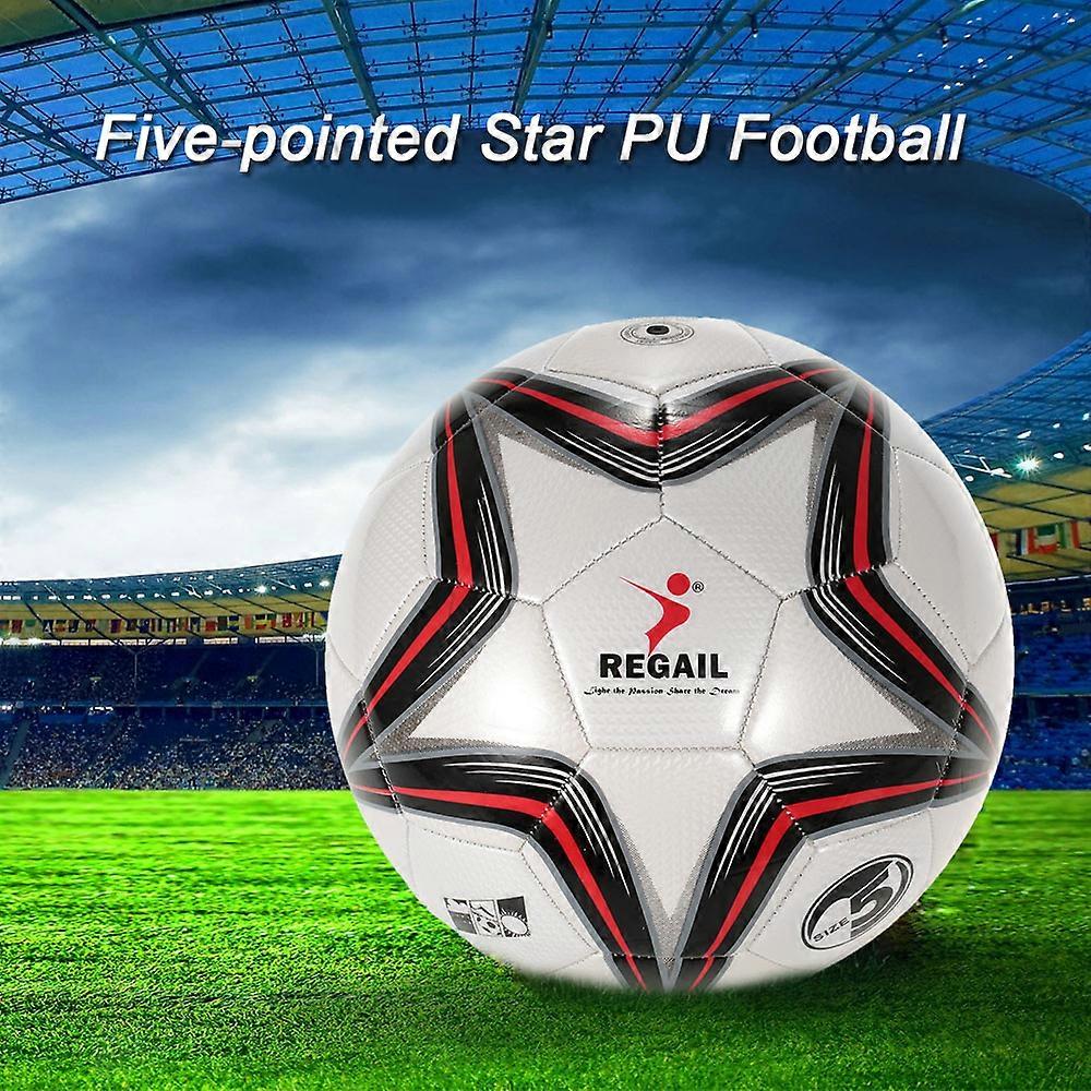 Five-point Star PU Inflatable Football Durable Synthetic Leather Soft Touch Soccer for Younger Teenager Game Soccer Training