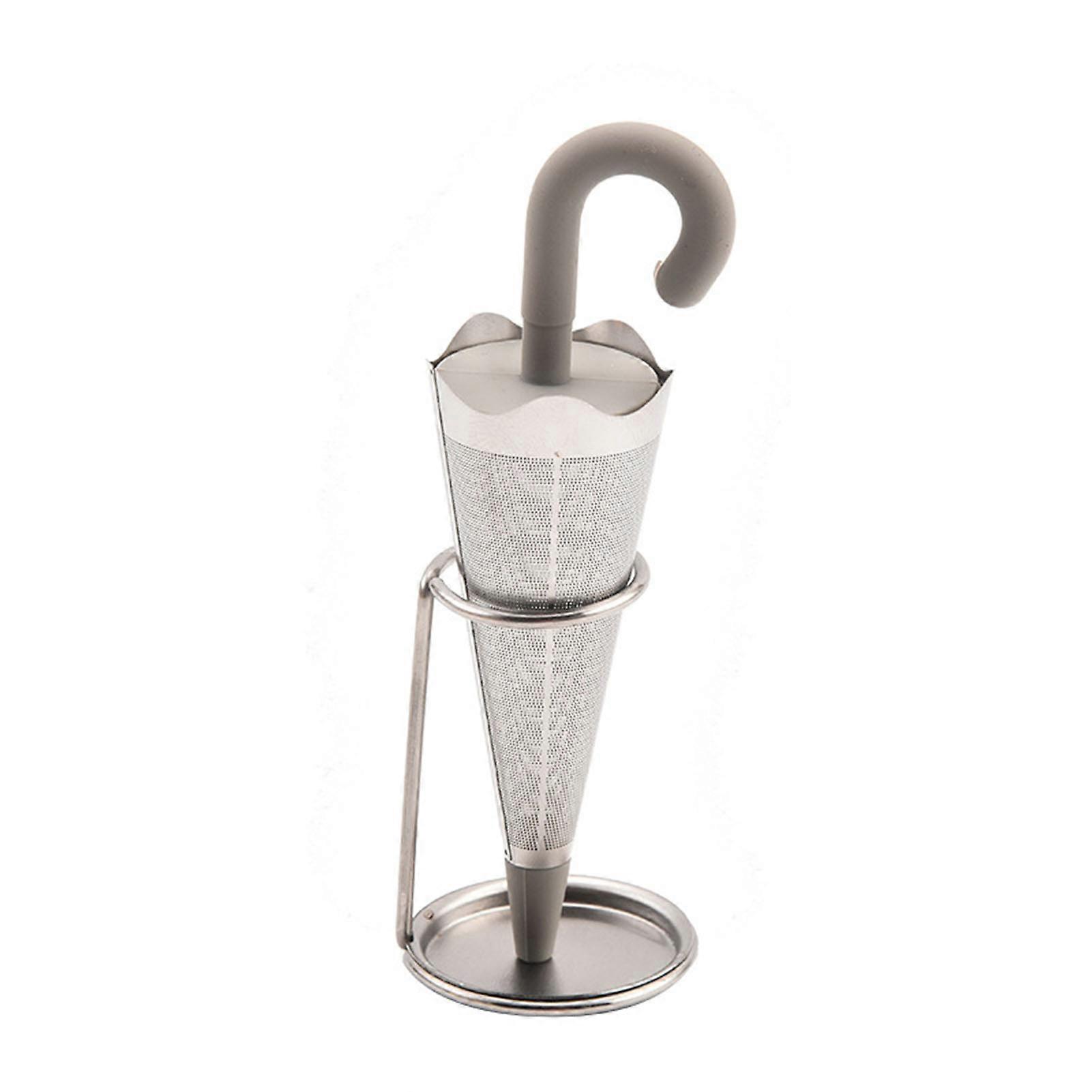 Umbrellas Shaped Tea Infuser with Holder Metal Reusable Tea Filter for Making Tea