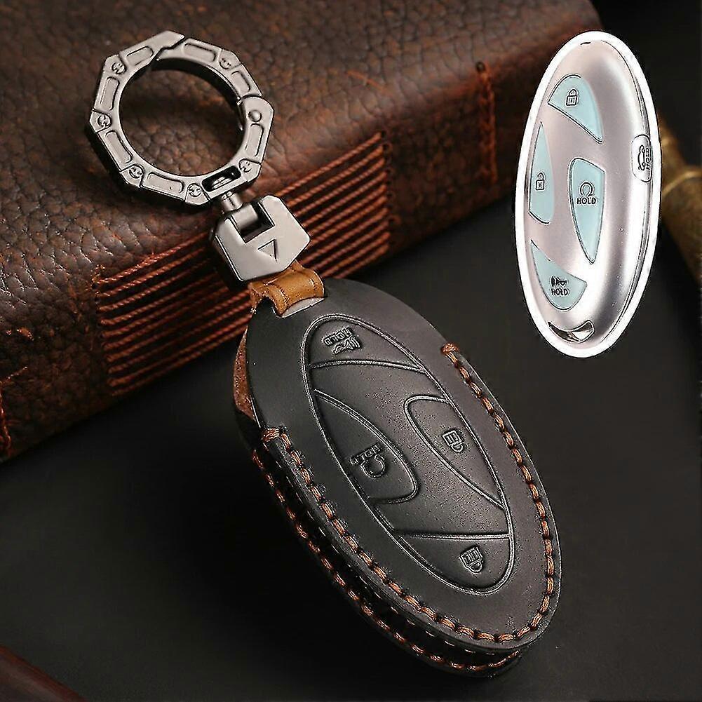 עבור יונדאי איוניק 6 פאר מחזיק מפתחות מארז מפתח אביזרי פנים לרכב 7/5 מפתחות כלי רכב עור שחור 1 סט