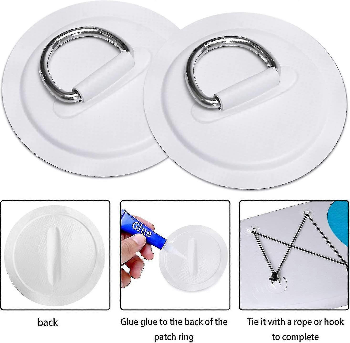 Pastlla 4-Pack Stainless Steel D-Ring Patches For PVC Inflatable Boats, Kayaks, SUPs - View #6