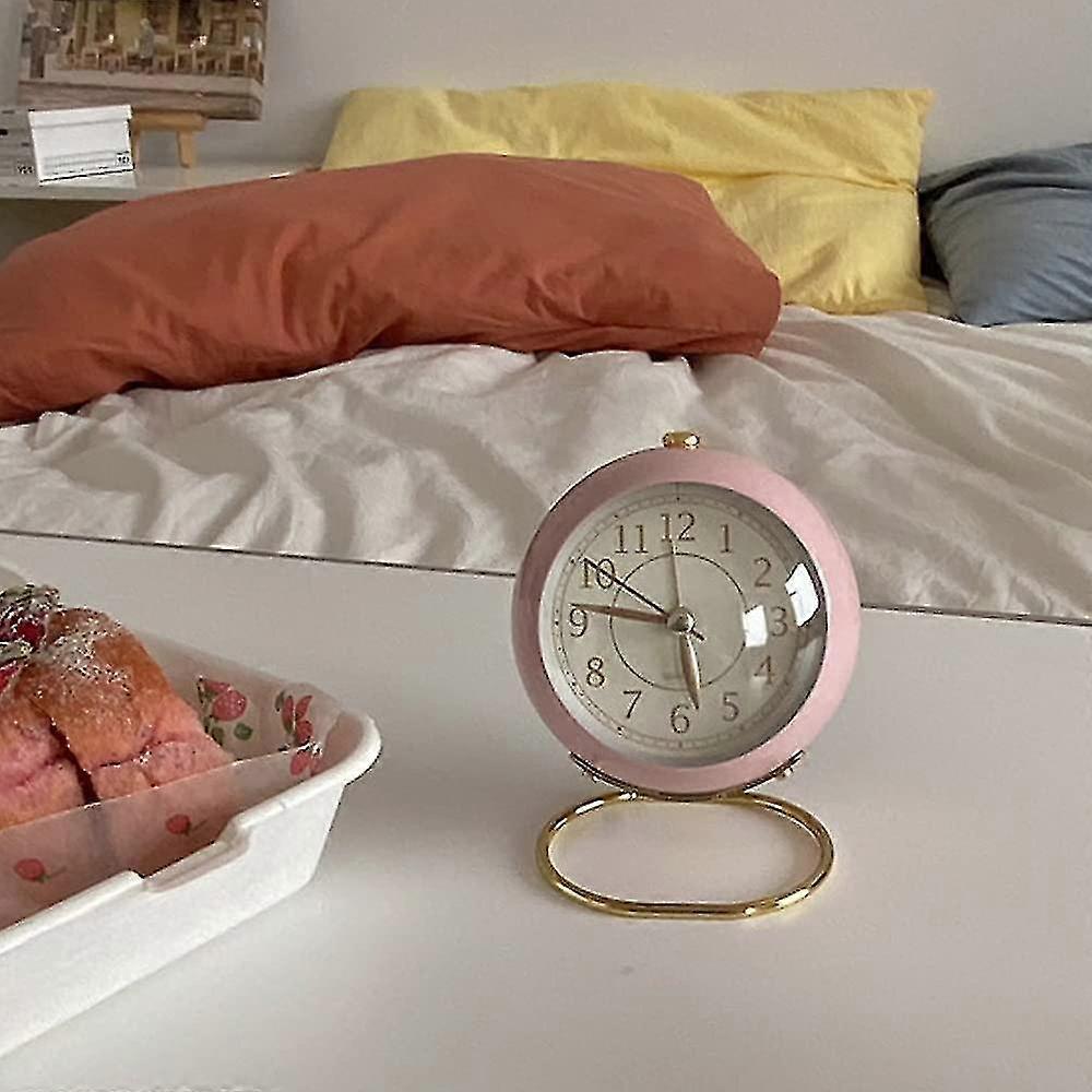 Alarm Clock Pink Desk Clock Bedroom Clock Nordic Style Retro Student-Good