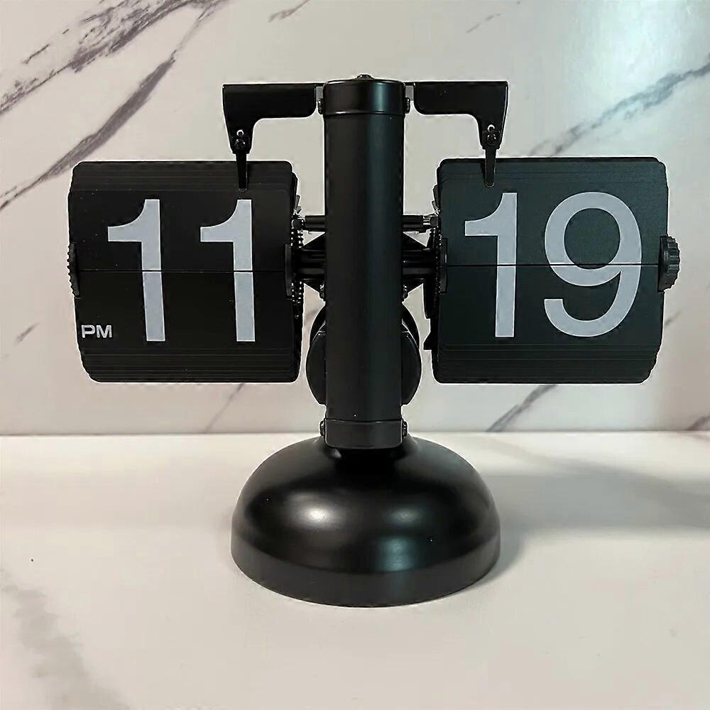 European Creative Flip Down Page Desk Clocks Retro Flip Table Clock Stainless Steel Mechanical Automatic Flip Clock Home Decor