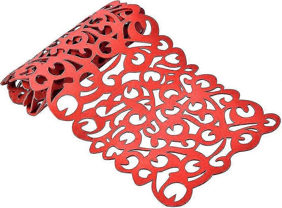 Felt Table Runner Openwork Floral Design Table Mats Hollow Flower Felt Plac