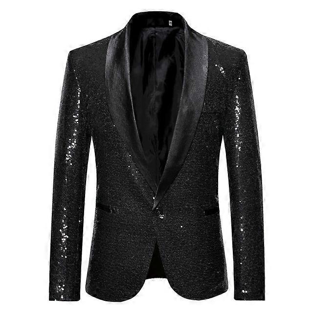 JWL-Mens Shiny Gold Sequin Glitter Blazer Jacket 2022 Fashion
