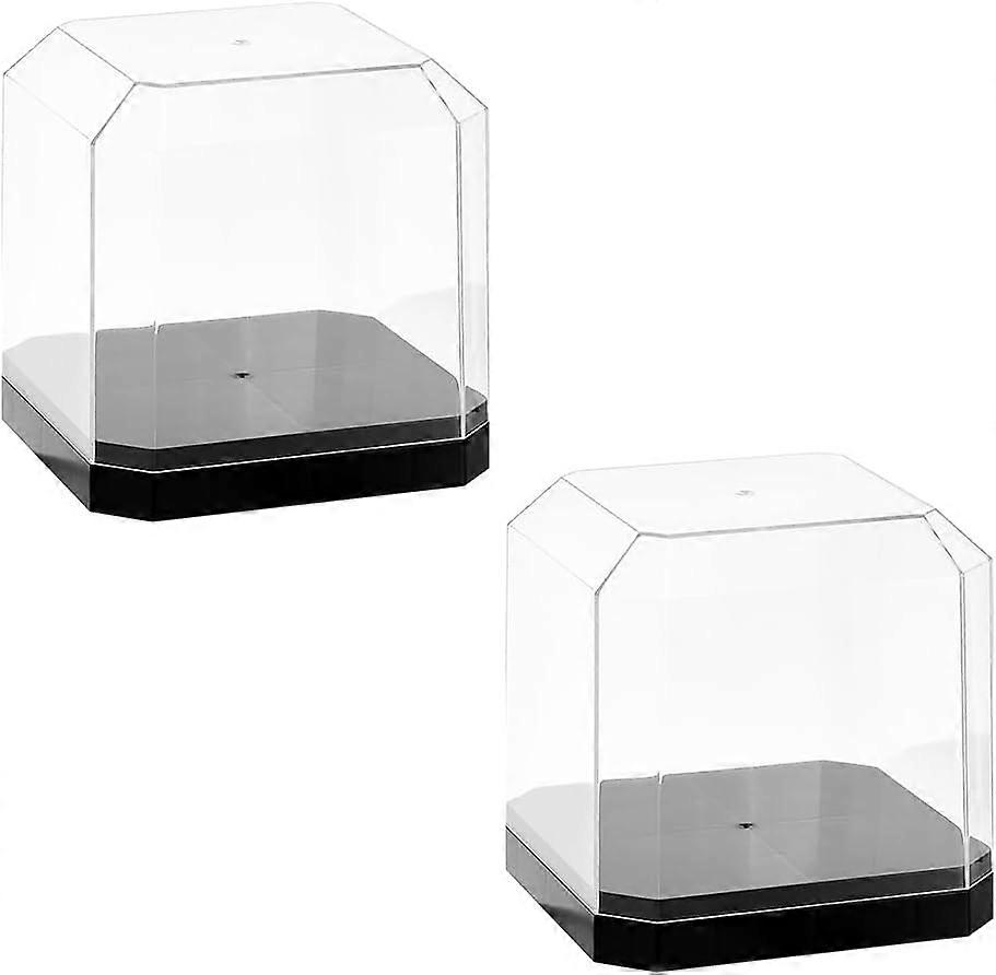 2Pcs Plastic Minifigures Display Case with Black Base Transparent Case Model Cars Showcase Collectibles Display Box for Models Building Blocks Dolls S