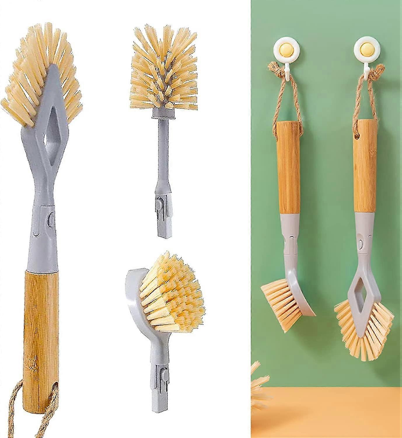 3 In 1 Dish Brush Set With Replacement Brush Heads