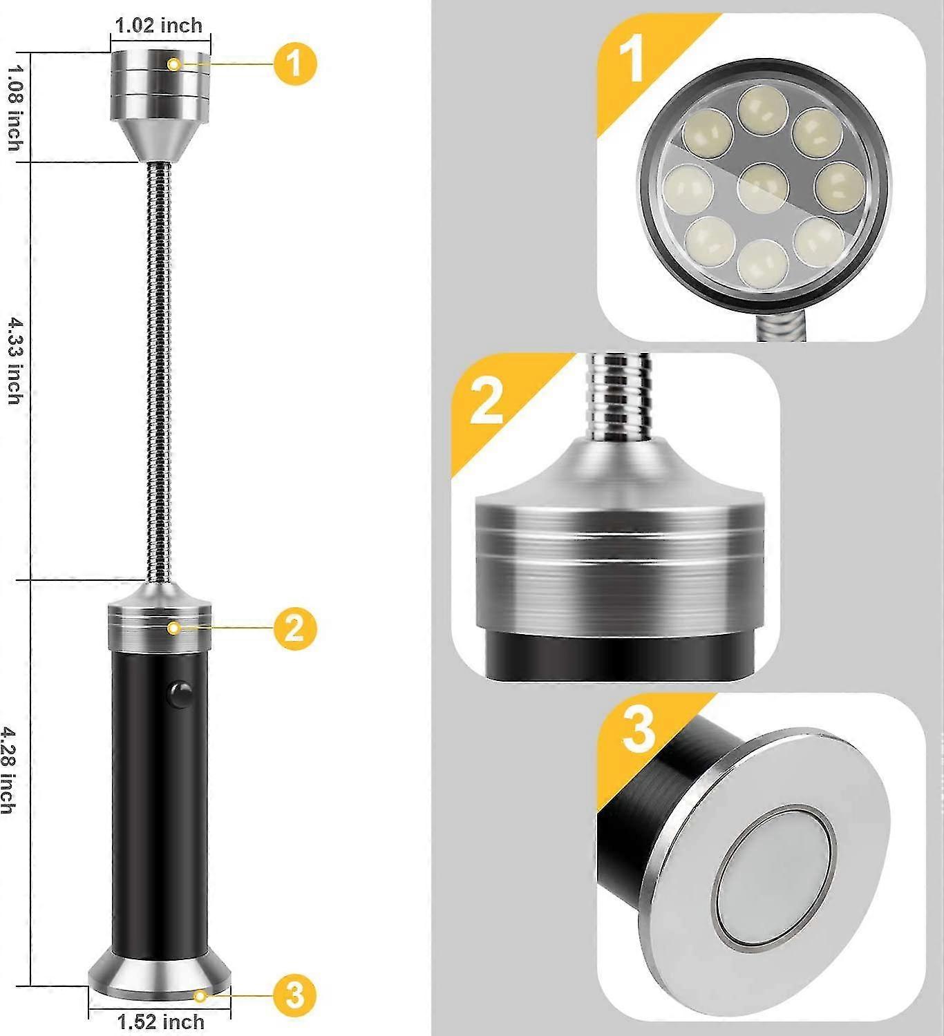 2pack Bbq Light Magnetic Base ,led Bbq Light 360 Flexible Gooseneck