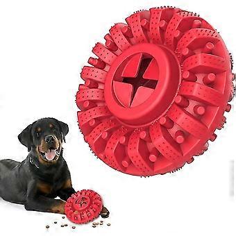 Langlebiges Hundekauspielzeug für aggressives Kauspielzeug, fester Reifen, ungiftig widerstandsfähiges Gummizahnreinigungsspielzeug für große mittlere Hunde, interaktives Training, Rot