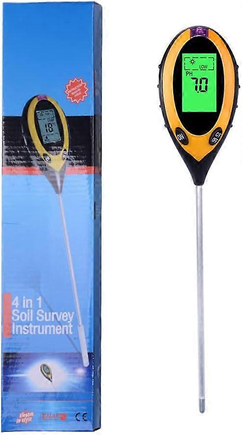 4 in 1 Soil Meter, Soil Tester with Light, PH, Temperature and Humidity, Soil PH Meter with LCD Display Soil Meter for Garden, Agriculture and Outdoo