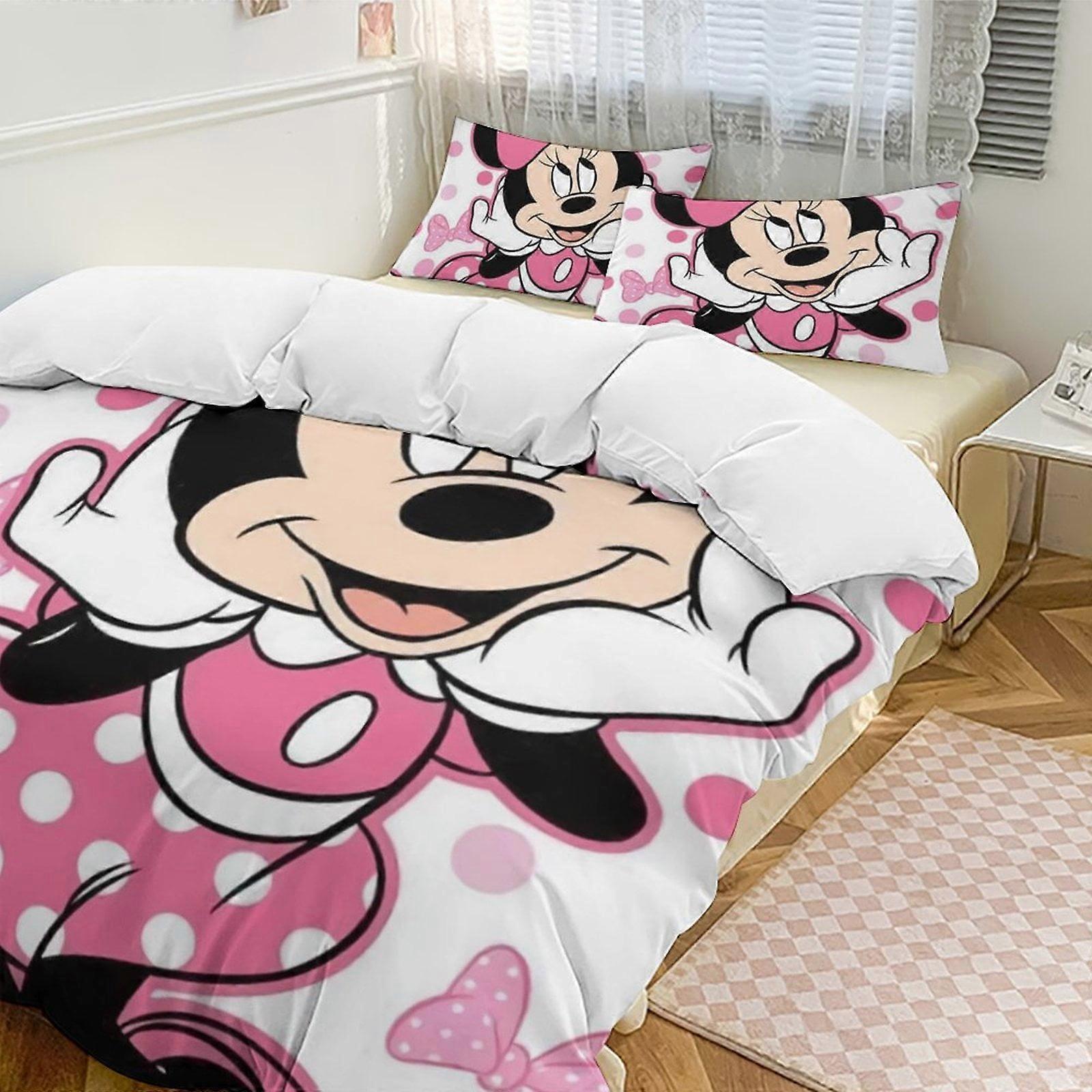 v4066  Bed Sheets Bedding Minnie MouseCartoon Collection 3-Piece Comforter Set, Personalized Bedding Decor for Kids And Teens  Bed Sheets  yuq4066