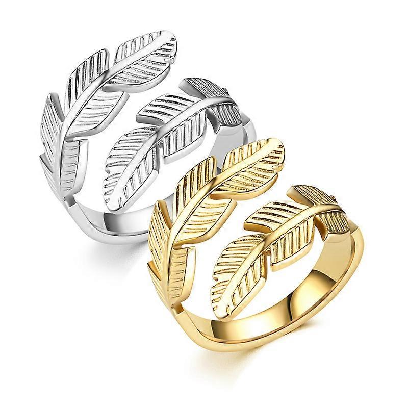 2pcs Fashionable Feather Ring, stainless steel Ring