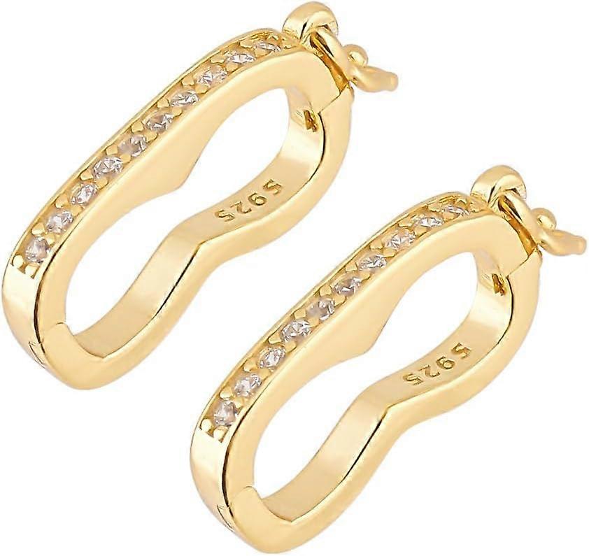 2 Pcs 925 Sterling Silver Necklace Shortener Clasps Golden Peanut Enhancer Shortener Clasps Rhinestone Openable Lock Extender for 8mm Pearl Gemstone B