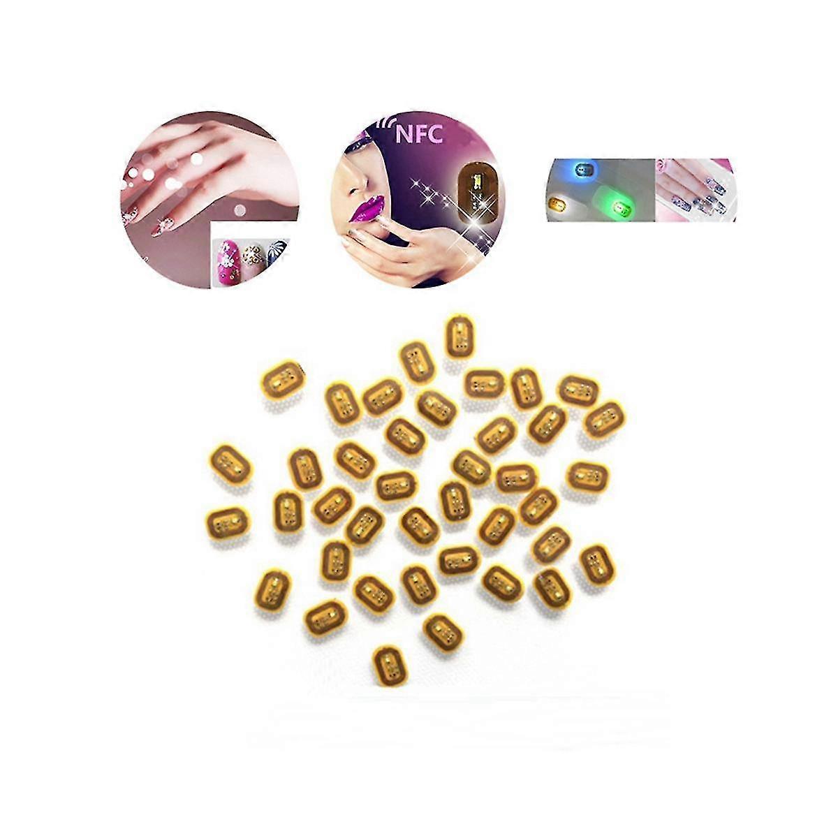 5Pcs NFC Flash Nail Sticker LED Bare Chip Intelligent Luminous Nail Lamp Nail Sticker Enhancement