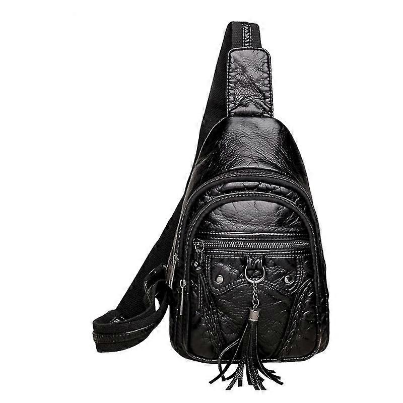 Yıkanmış deri bayan göğüs çantası modaya uygun ve çok yönlü crossbody sırt çantası rahat pu yumuşak deri küçük kare çanta