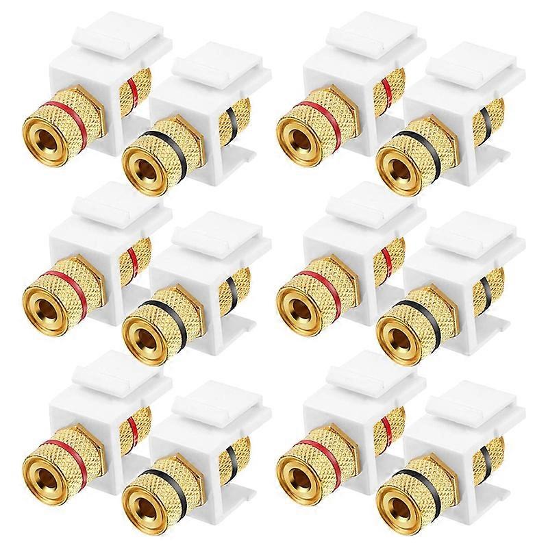 12 Pieces Jack Binding Post Jack Insert, Black and Red Rings Audio Speaker Connector Screw Type