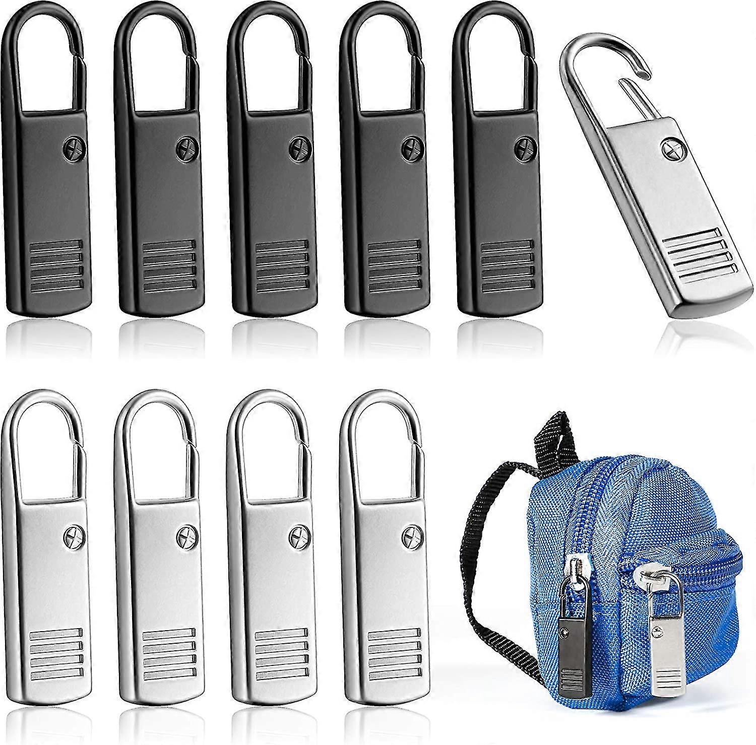 10 Pieces Zipper Pull-tab Replacement, Iave Metal Zipper Puller Zip Slider