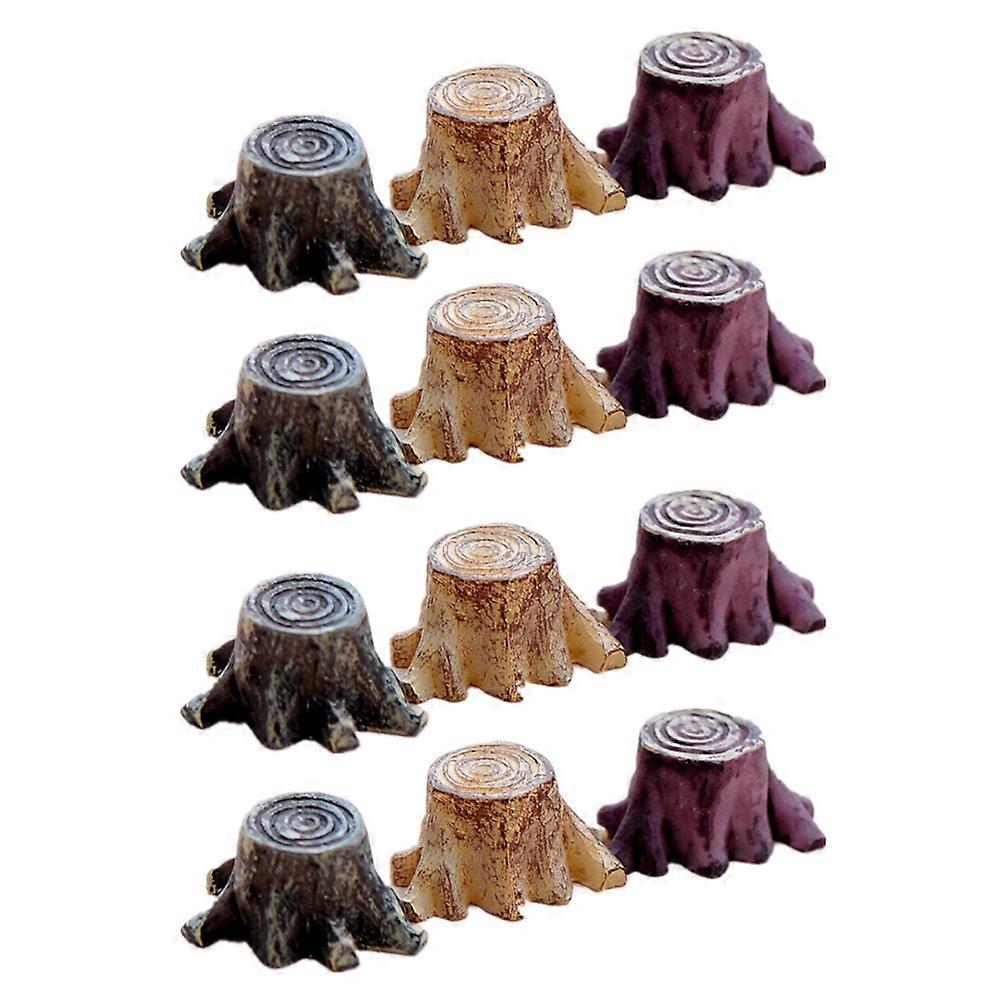 12Pcs kunstig mini rotstubbharpiks trestubbe dekorasjon (tilfeldig farge)